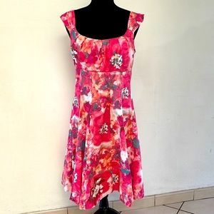 R & K Originals | Women’s Vintage Pink Bright Floral Sleeveless A Line Dress  10